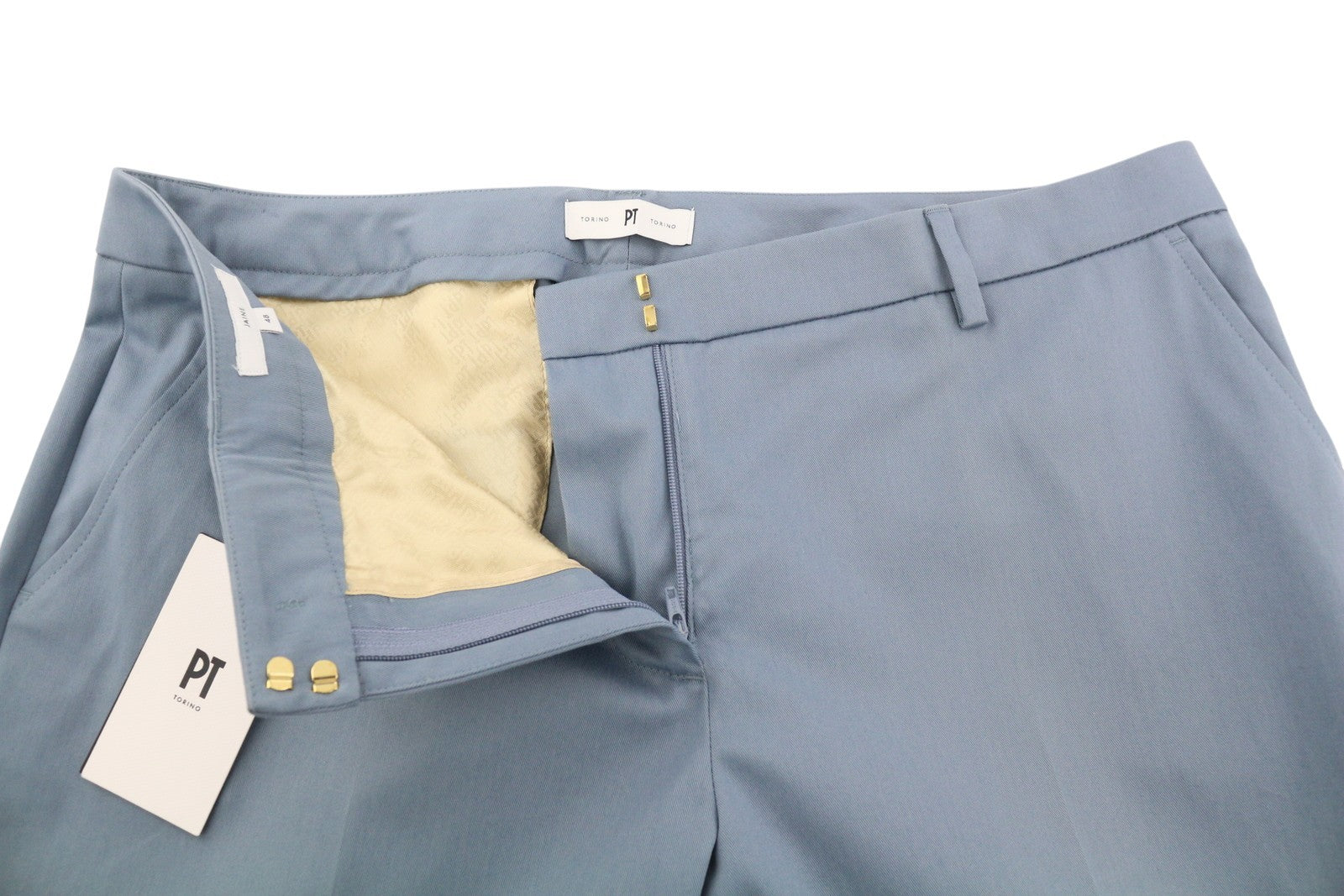 PT TORINO Jaine Women Trousers 48 W35 Blue Bootcut Fit Ankle Length Zip RRP€249