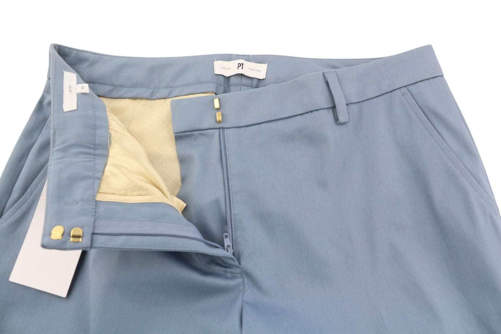 PT TORINO Jaine Women Trousers 42 W30 Blue Bootcut Fit Ankle Length Zip RRP€249