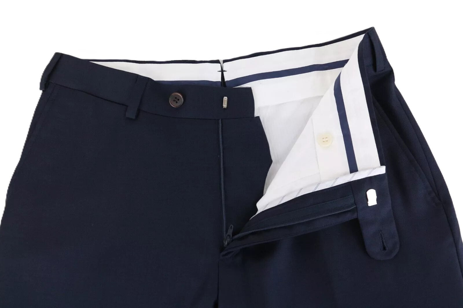 SUITSUPPLY Brescia UK34R Men Trousers Wool Navy Super 110's Pleated Lined