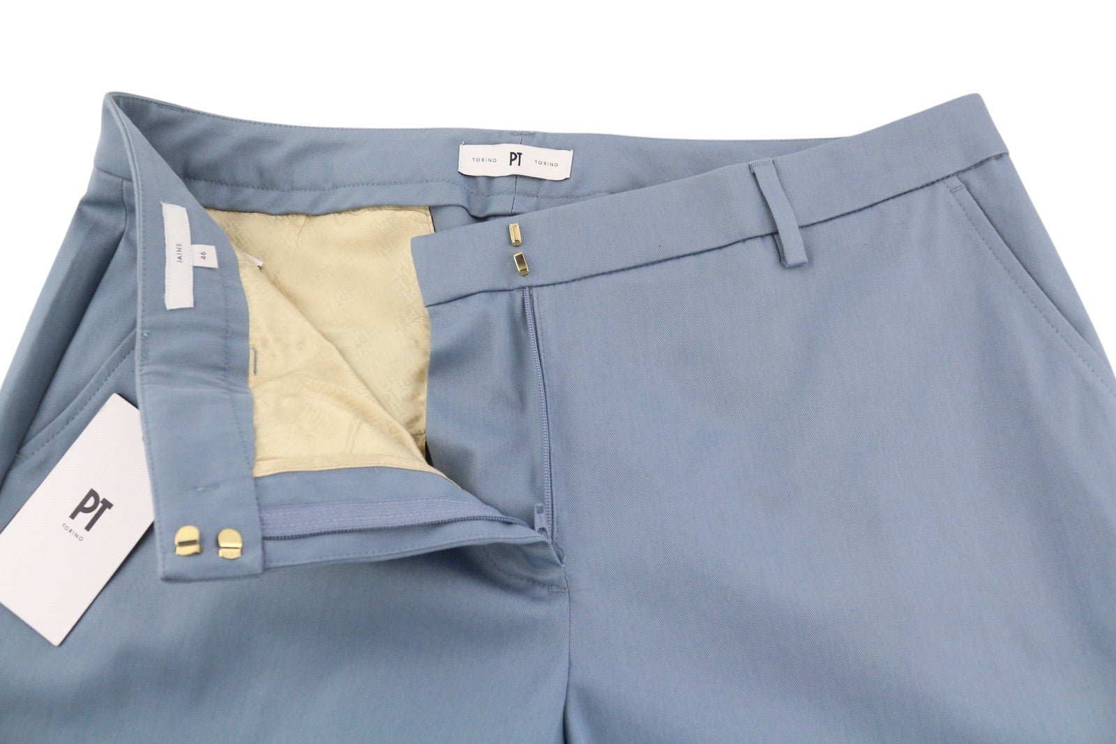 PT TORINO Jaine Women Trousers 46 W33 Blue Bootcut Fit Ankle Length Zip RRP249