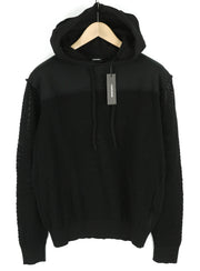 DIESEL K-Connet Men Hoodie L Black Pullover Hooded Sheer Open Knit RRP€195