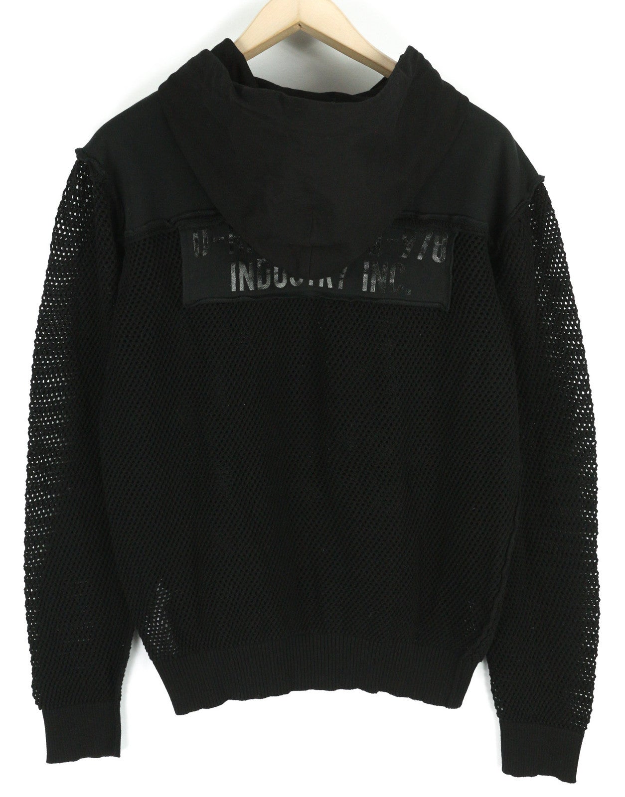 DIESEL K-Connet Men Hoodie L Black Pullover Hooded Sheer Open Knit RRP€195