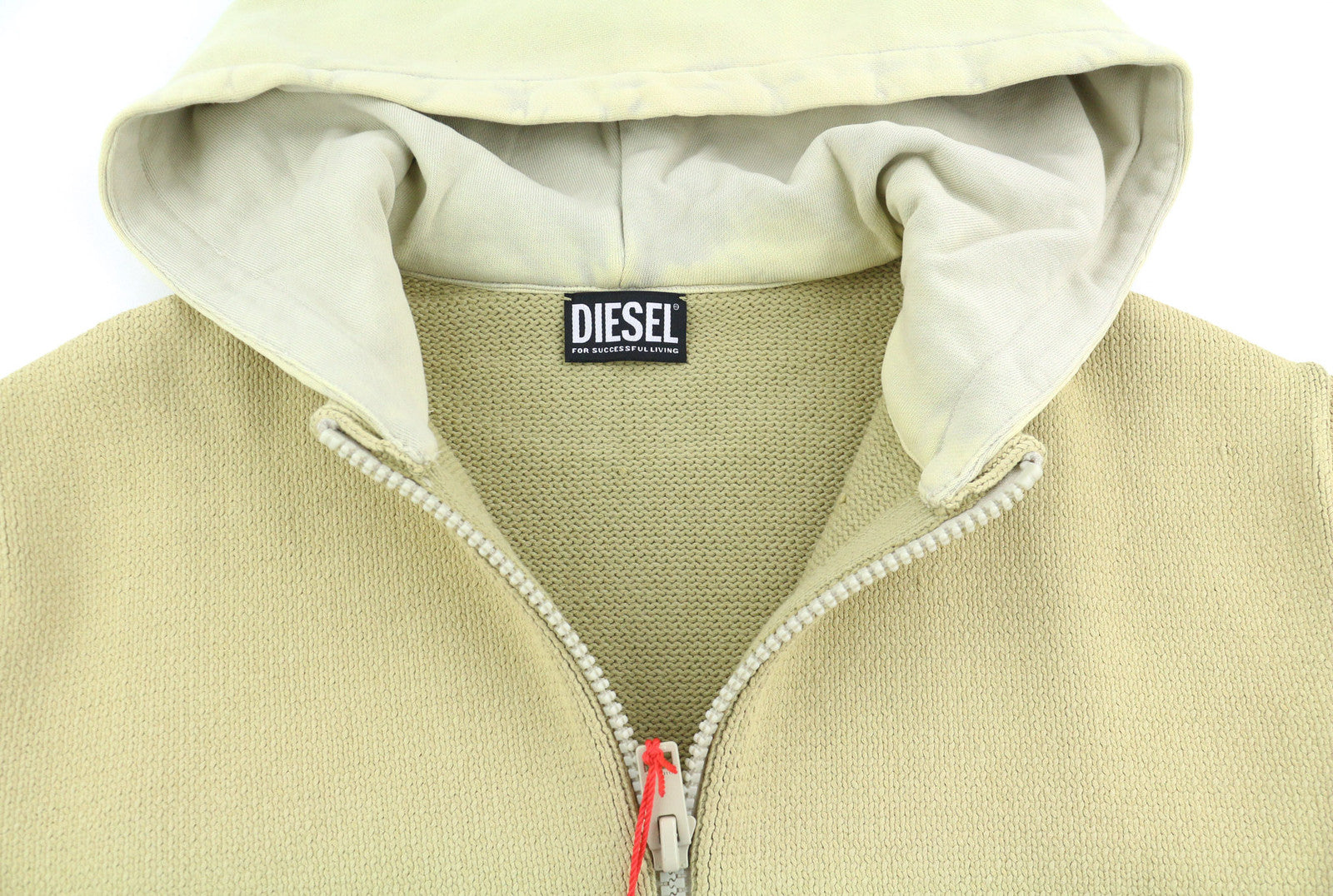DIESEL K-Onnor Men Jumper L Beige Jacket Hooded Neck Tight Knit RRP€395