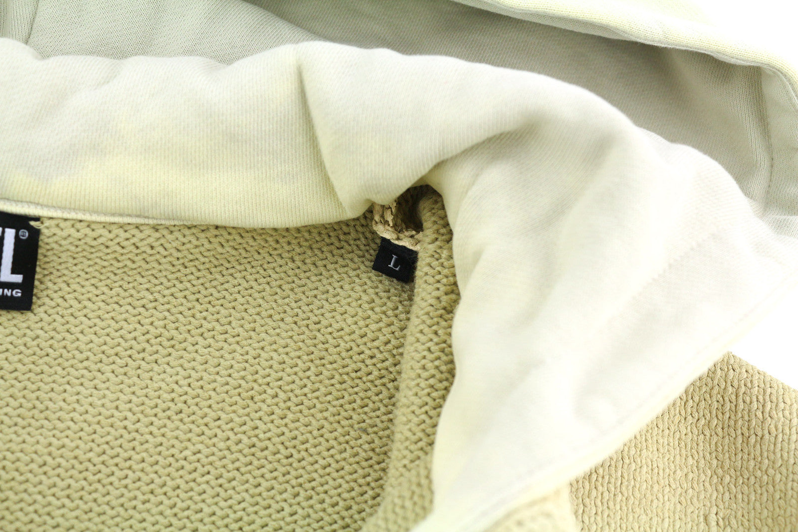 DIESEL K-Onnor Men Jumper L Beige Jacket Hooded Neck Tight Knit RRP€395