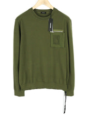 DIESEL K-Navajo Men Jumper L Green Pullover Crew Neck Patch Pocket Knitt RRP€140