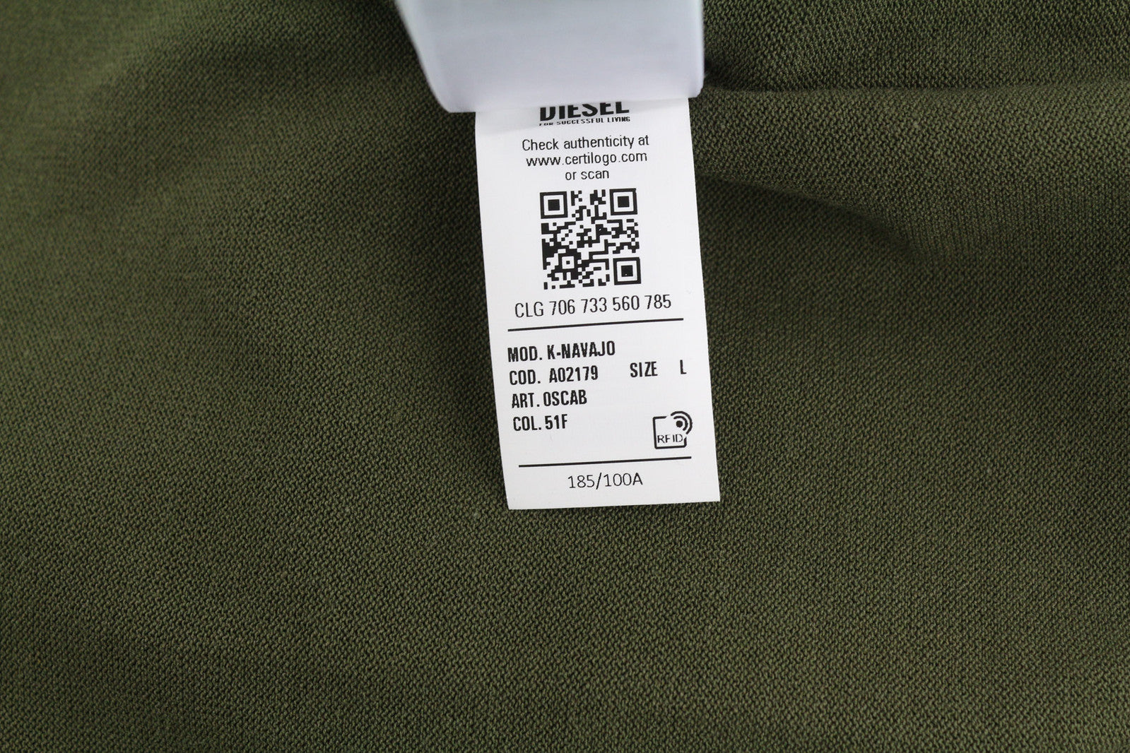 DIESEL K-Navajo Men Jumper L Green Pullover Crew Neck Patch Pocket Knitt RRP€140