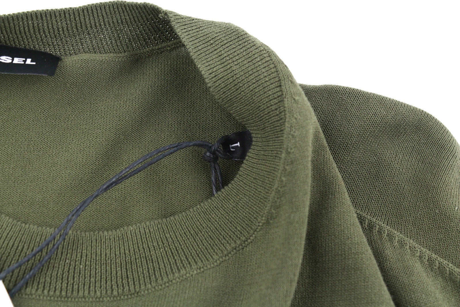 DIESEL K-Navajo Men Jumper L Green Pullover Crew Neck Patch Pocket Knitt RRP€140