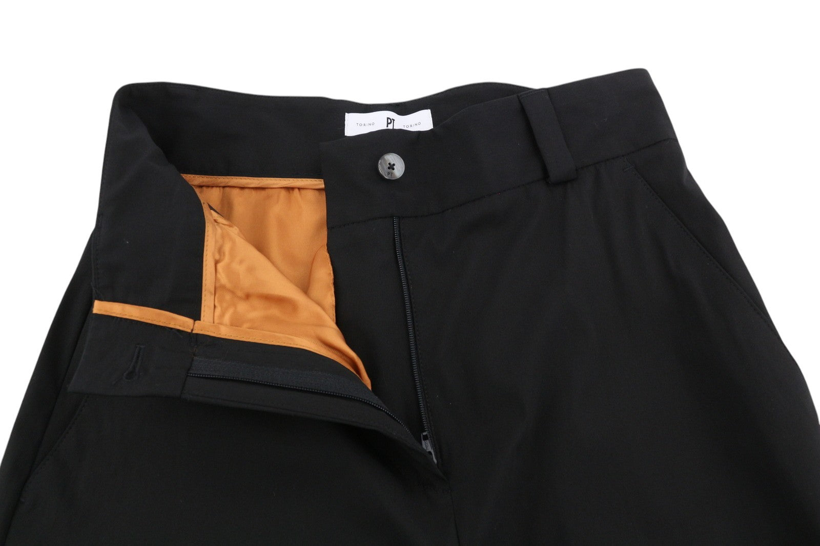 PT TORINO Juliet Women Trousers 38 W25 High Waist Flared Leg Turn-Up Zip Black