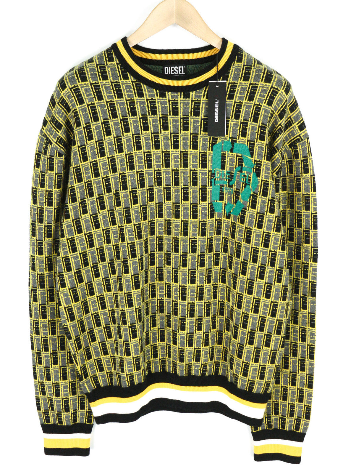 DIESEL K-Toledo Men Jumper L Pullover Crew Neck Knitted Patterned RRP€160