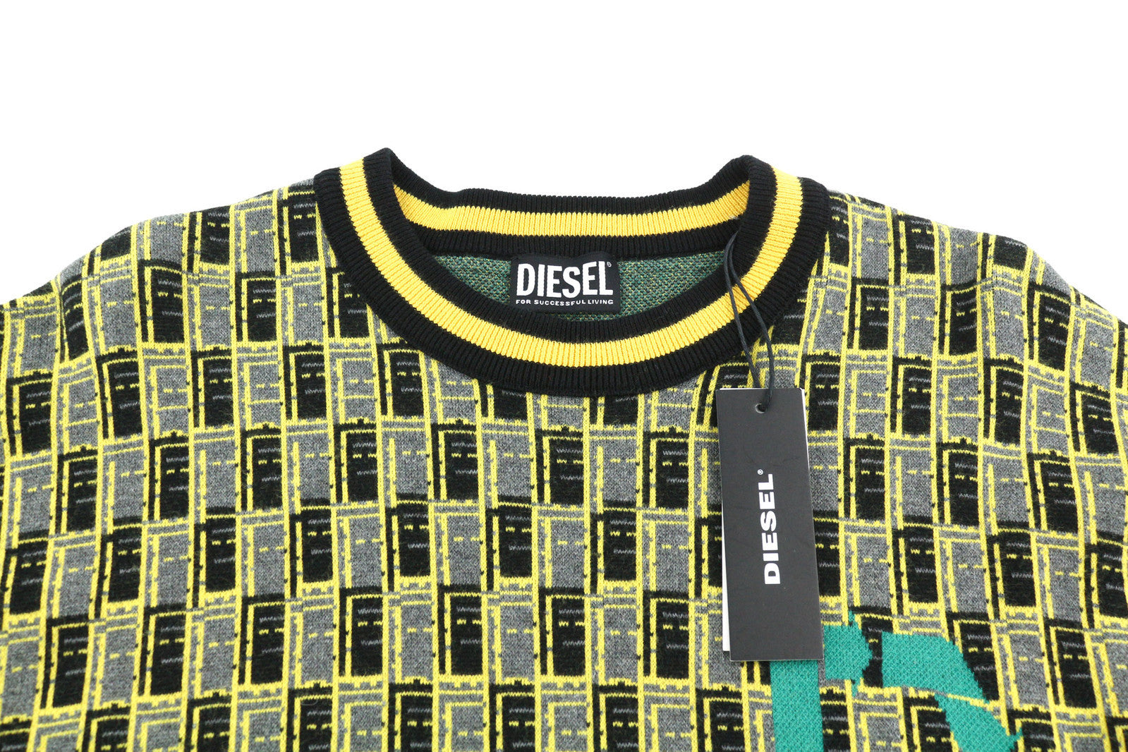 DIESEL K-Toledo Men Jumper L Pullover Crew Neck Knitted Patterned RRP€160