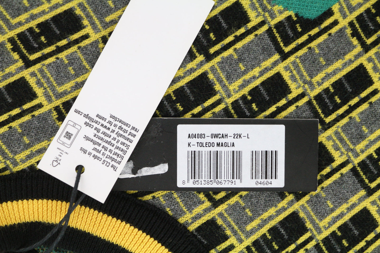 DIESEL K-Toledo Men Jumper L Pullover Crew Neck Knitted Patterned RRP€160