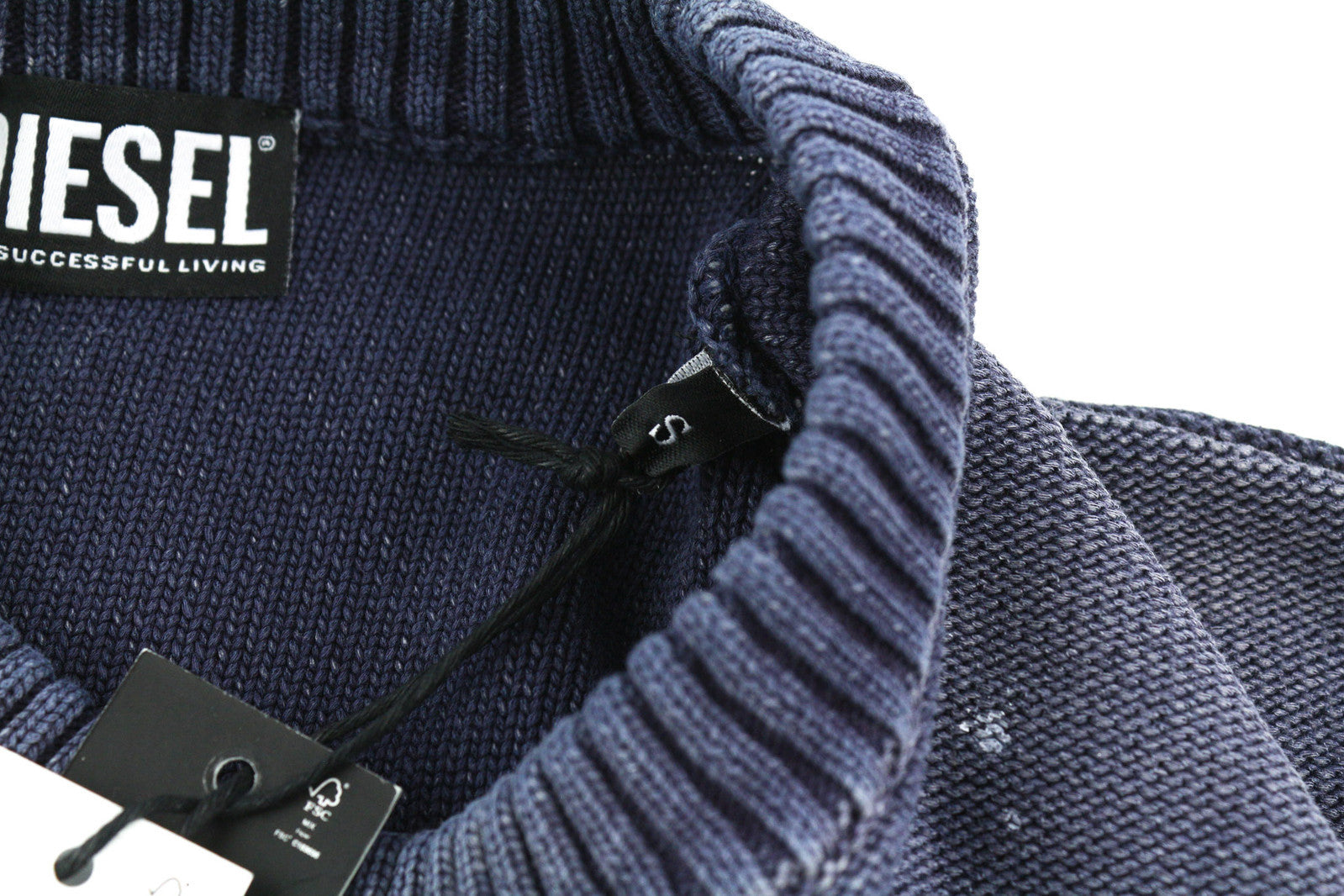 DIESEL K-Northern Men Jumper S Pullover Washed Effect Knitted Blue RRP€275