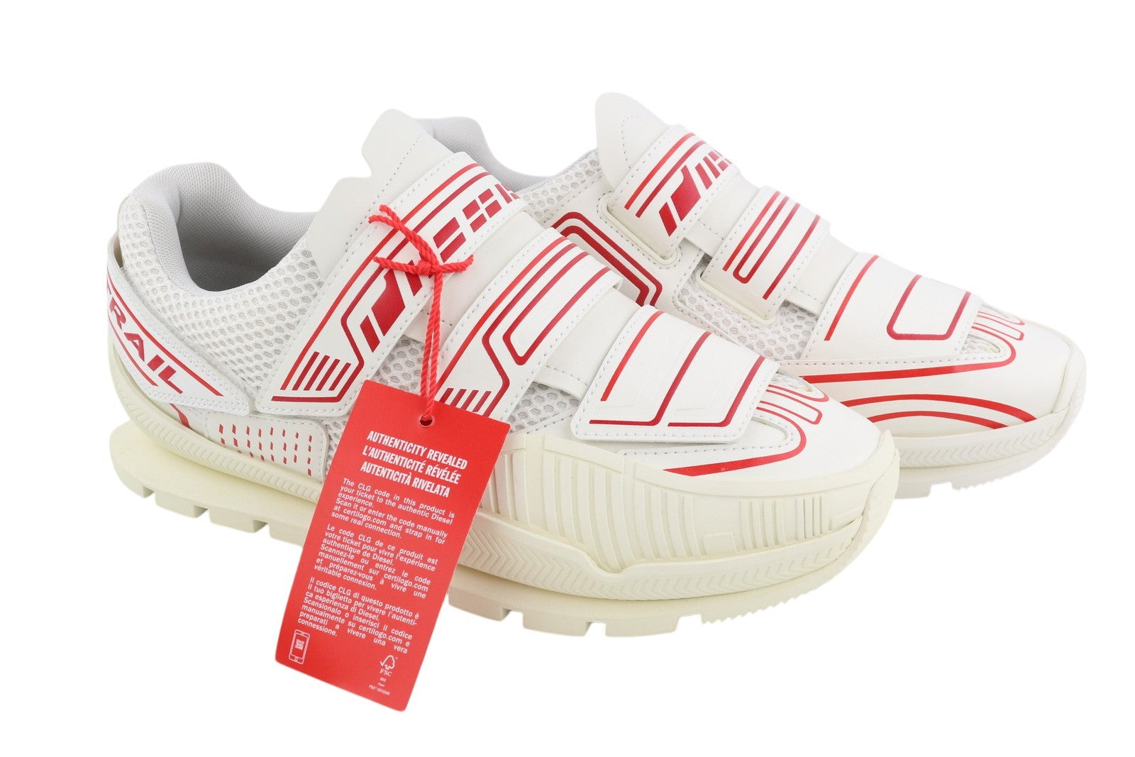 DIESEL S-Pendhio Lc Men Sneakers EU43 White Almond Toe Pull On Low Top RRP€295