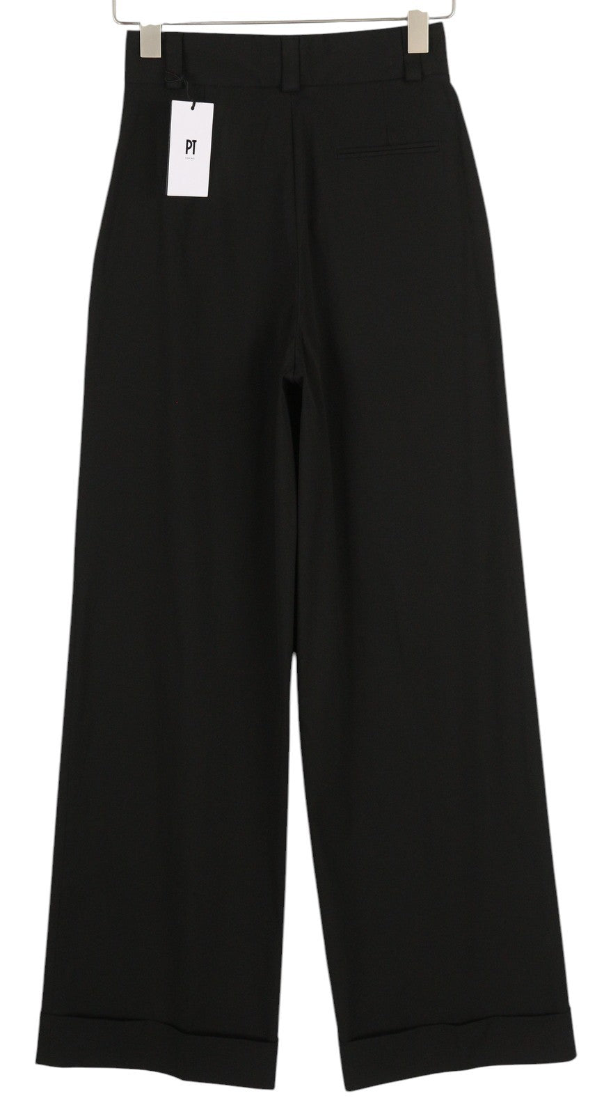 PT TORINO Juliet Women Trousers 40 W26 High Waist Flared Leg Turn-Up Zip Black