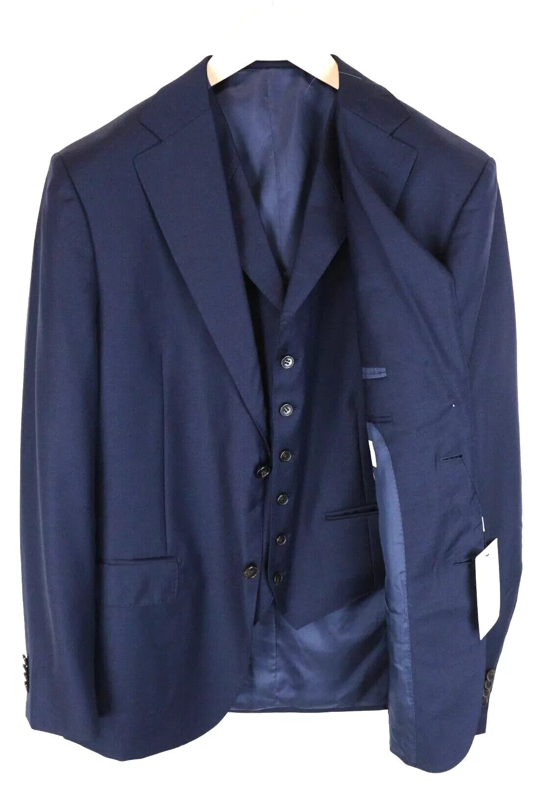 SUITSUPPLY Napoli Men Suit UK40L Super 110's Navy Wool Blazer & Waistcoat