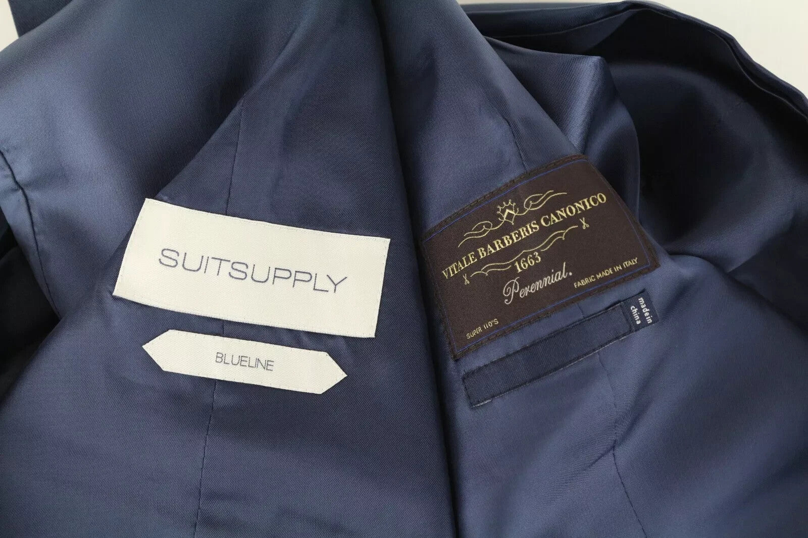 SUITSUPPLY Napoli Men Suit UK40L Super 110's Navy Wool Blazer & Waistcoat