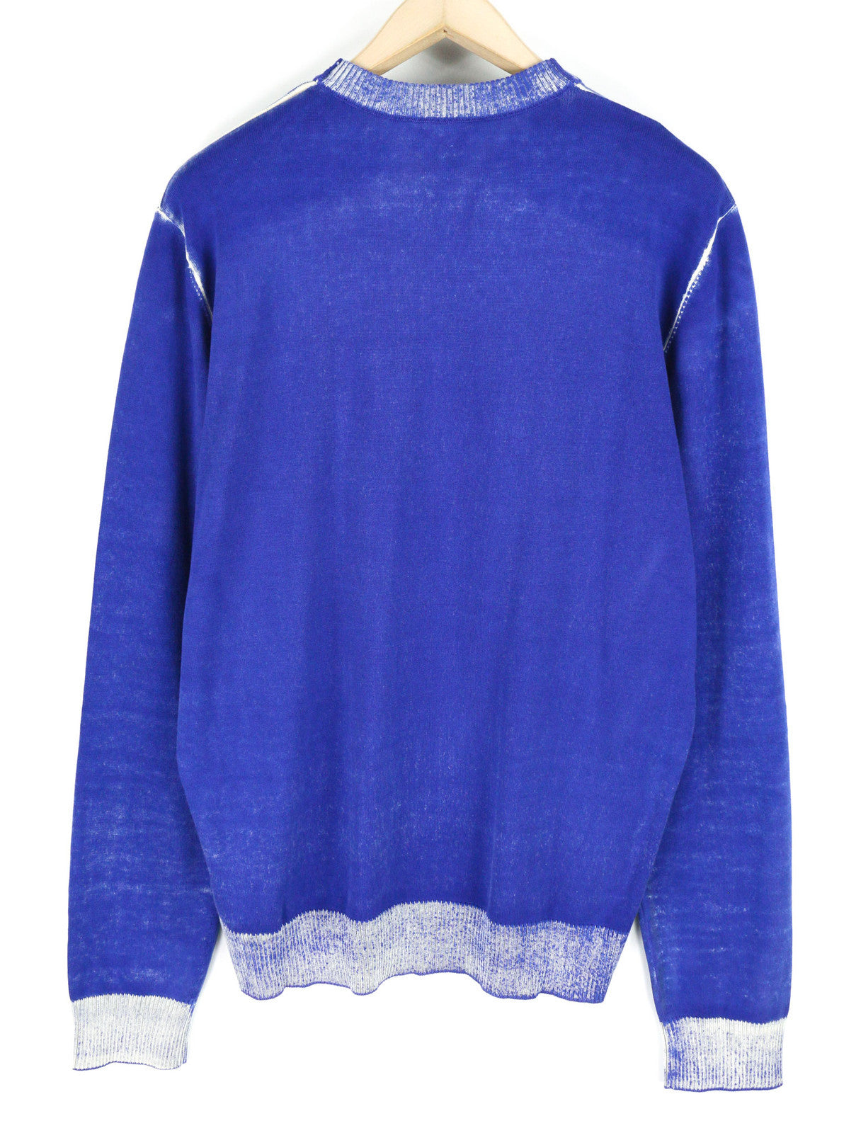 DIESEL K-Larence Men Jumper L Pullover Washed Effect Knitted Blue  RRP€225