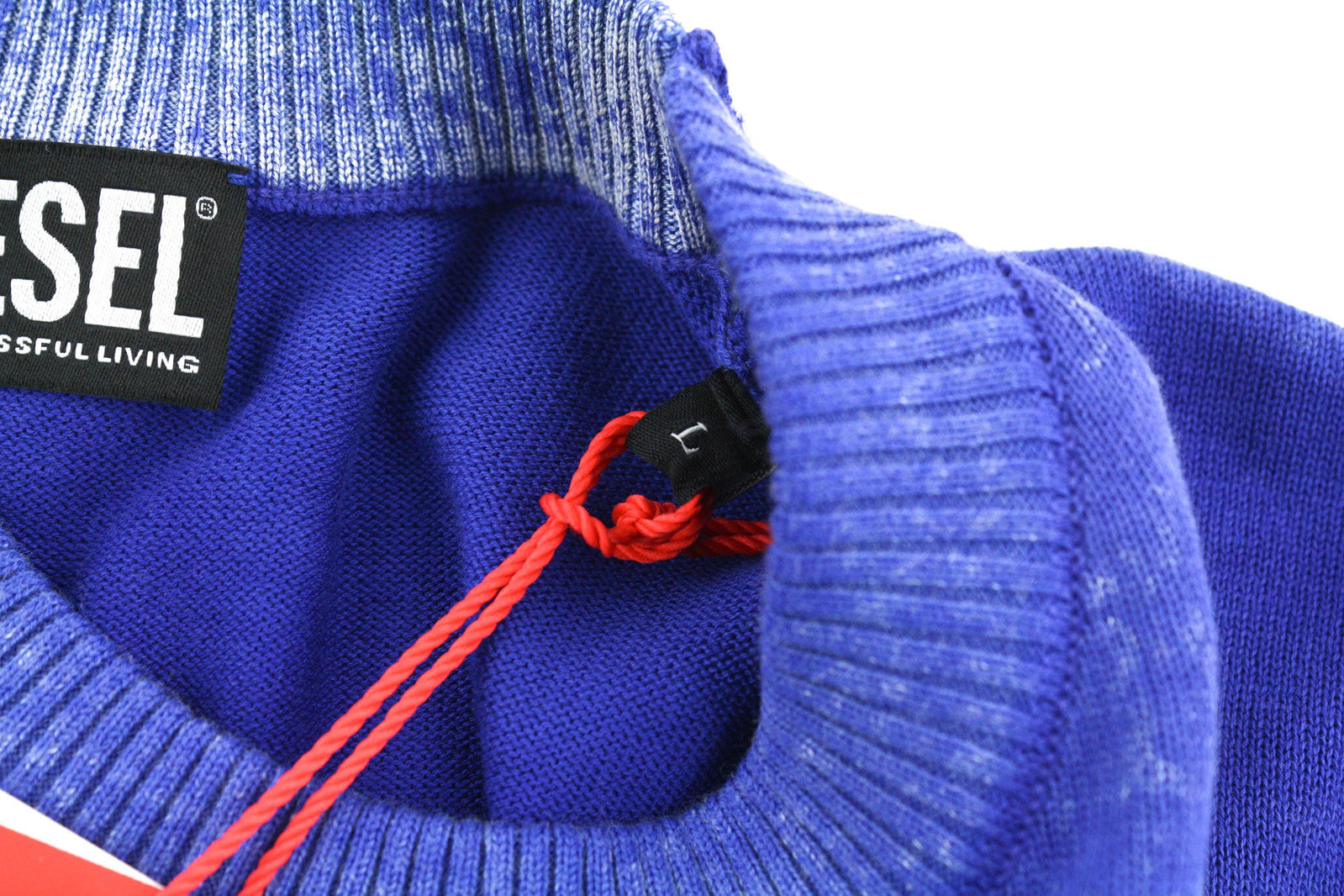 DIESEL K-Larence Men Jumper L Pullover Washed Effect Knitted Blue  RRP€225