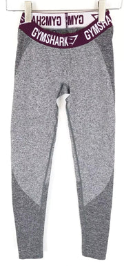 GYMSHARK S Grey Stretch Leggings Logo Pull-On Active Gymwear
