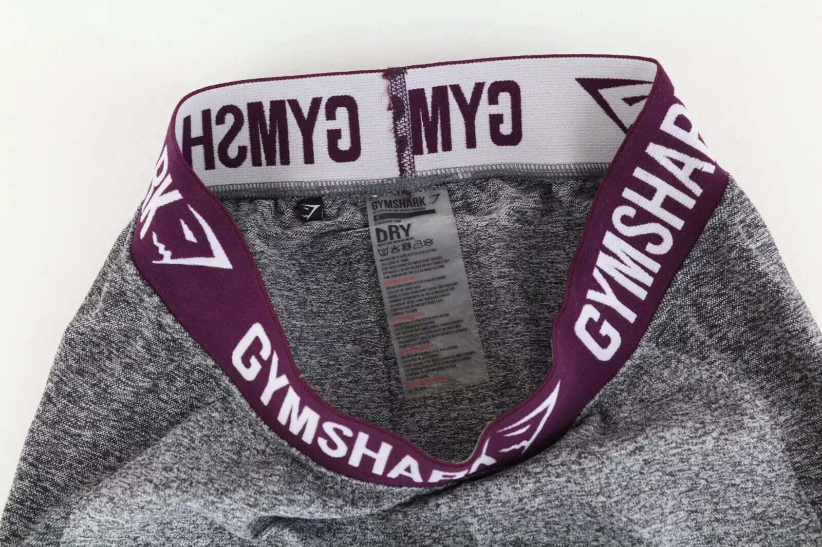 GYMSHARK S Grey Stretch Leggings Logo Pull-On Active Gymwear