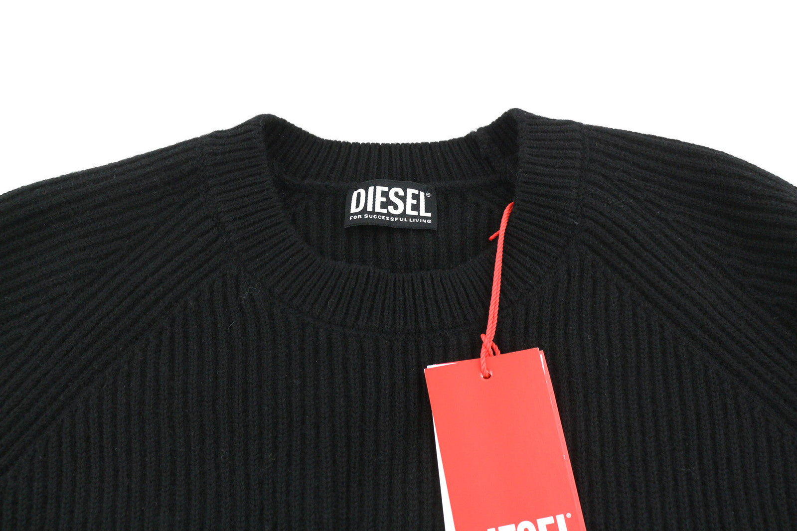 DIESEL K-Liff Men Jumper L Black Pullover Wool Knitted Crew Neck RRP€275
