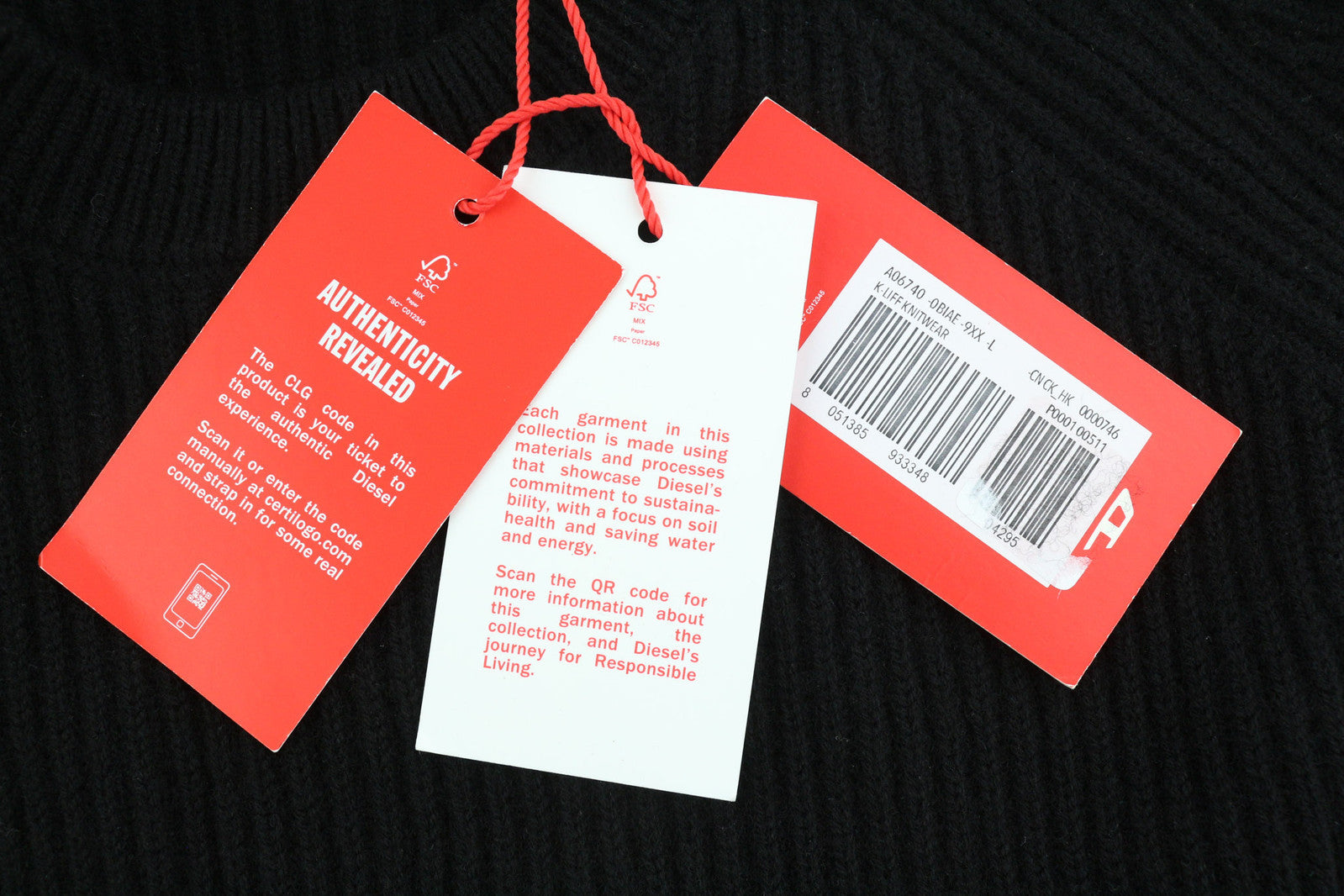 DIESEL K-Liff Men Jumper L Black Pullover Wool Knitted Crew Neck RRP€275