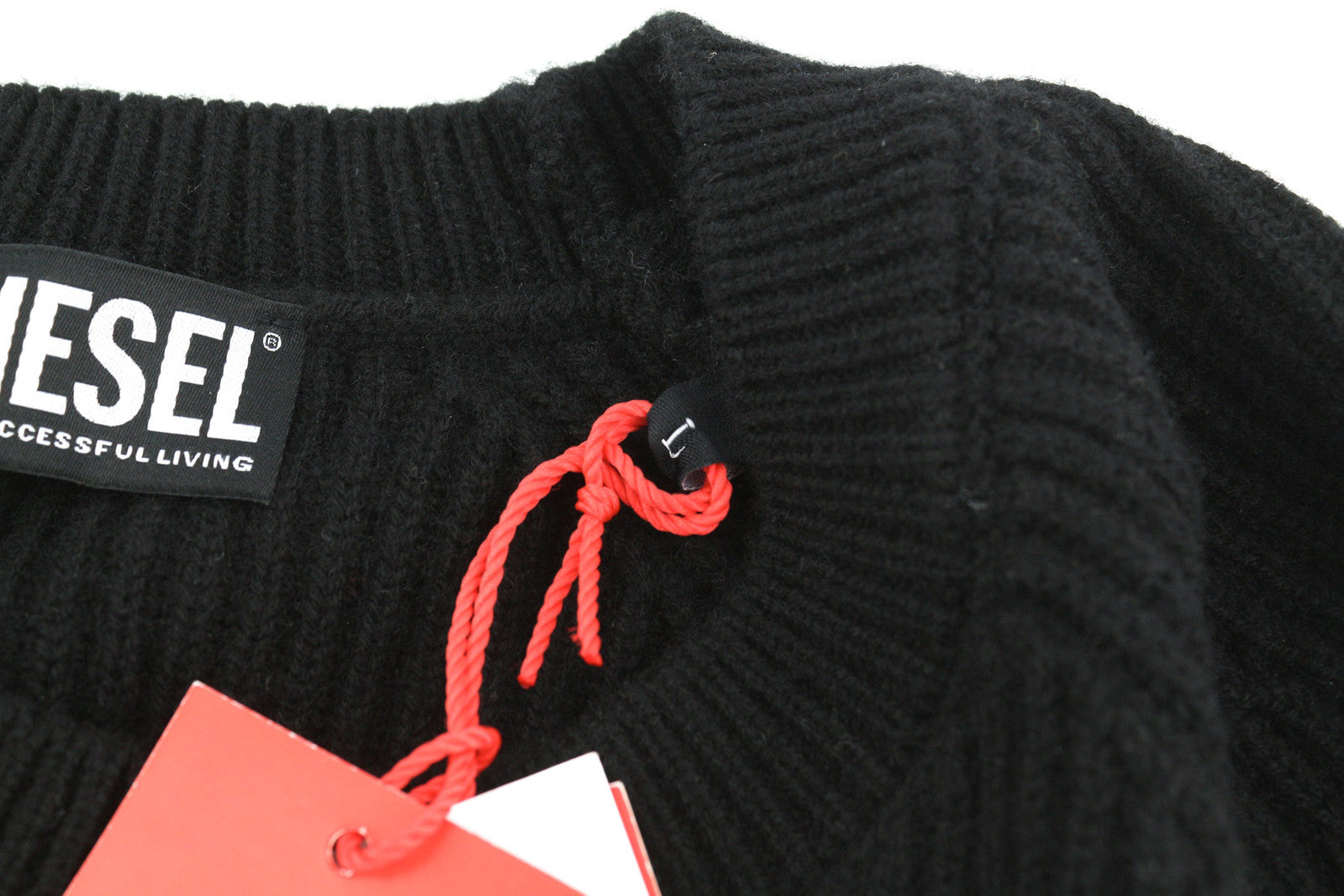 DIESEL K-Liff Men Jumper L Black Pullover Wool Knitted Crew Neck RRP€275