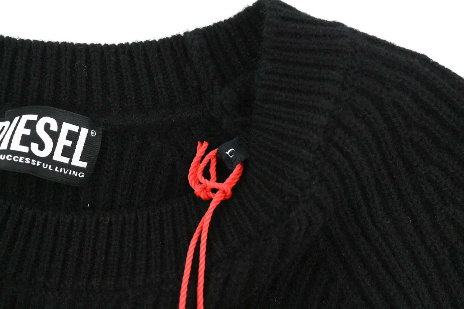 DIESEL K-Liff Men Jumper L Black Pullover Wool Knitted Crew Collar RRP€275