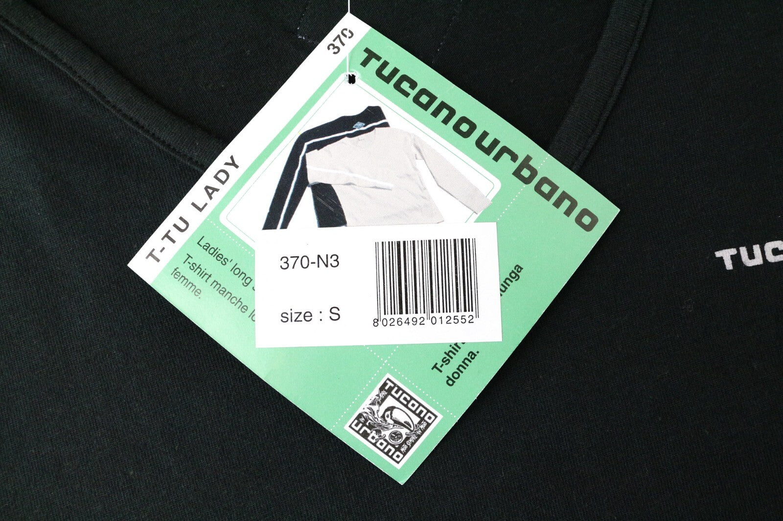 TUCANO URBANO T-TU Lady Womens T-Shirt S Black V-Neck Jersey Reflective