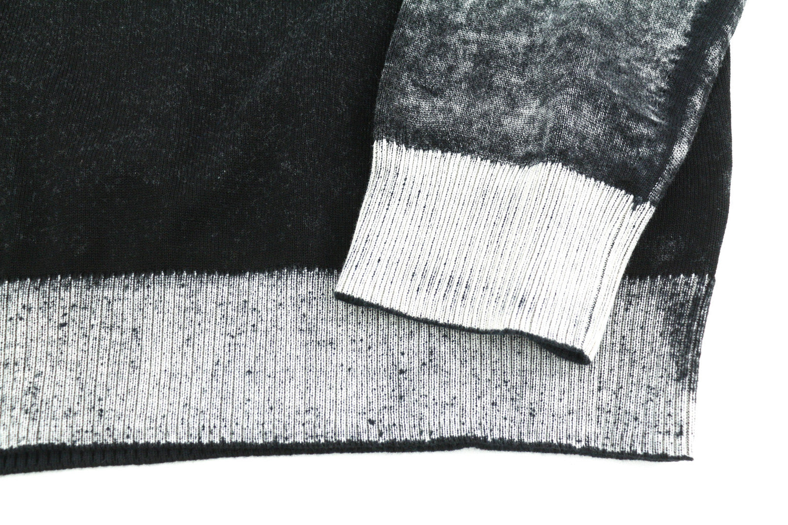 DIESEL K-Larence Men Jumper L Black Washed Effect Crew Neck Cotton Knitt RRP225