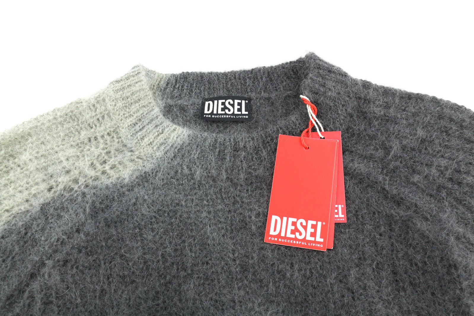DIESEL K-Osimo Men Jumper M Pullover Mohair Wool Blend Knitted RRP€350 Grey