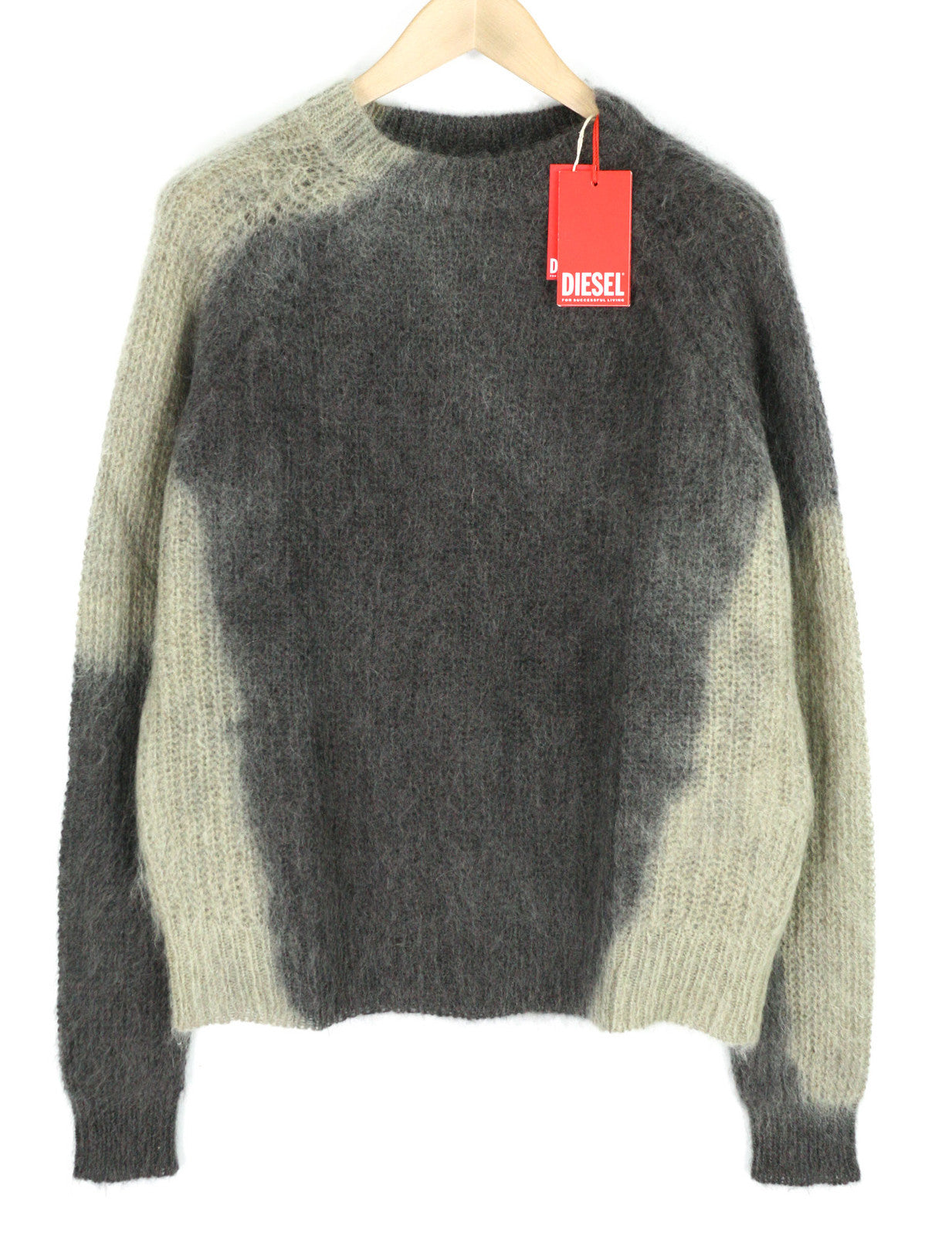DIESEL K-Osimo Men Jumper L Pullover Mohair Wool Blend Knitted RRP€350 Grey