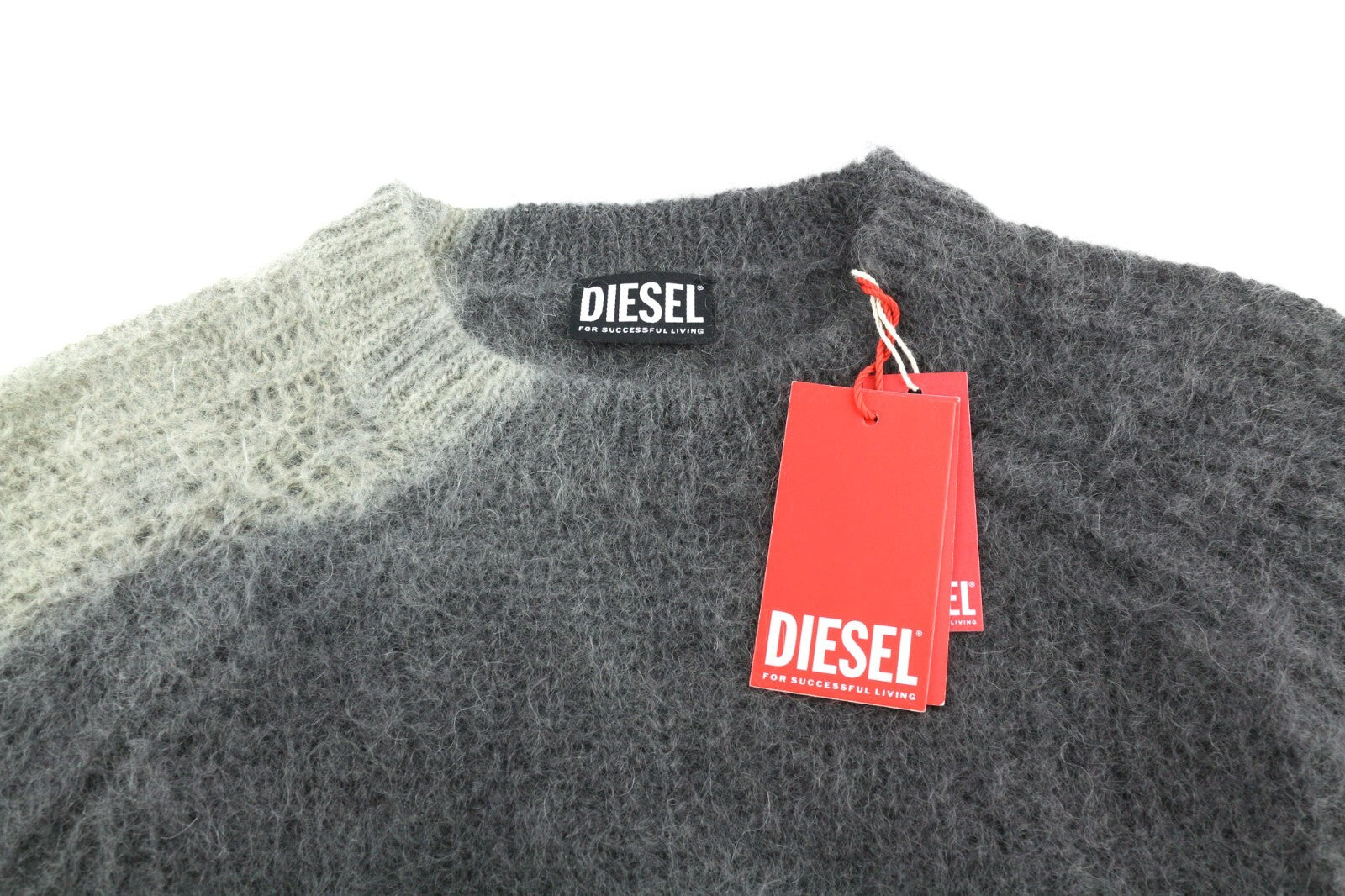 DIESEL K-Osimo Men Jumper XL Pullover Mohair Wool Blend Knitted RRP€350 Grey