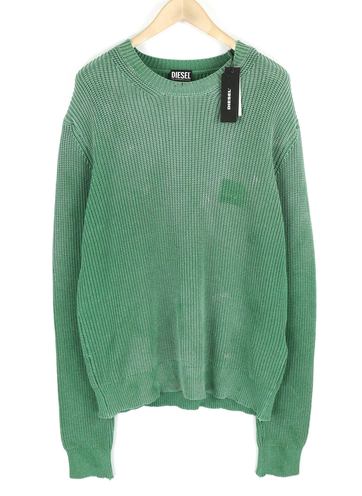 DIESEL K-Kentucky Men Jumper L Pullover Washed Effect RRP€275 Knitted Green