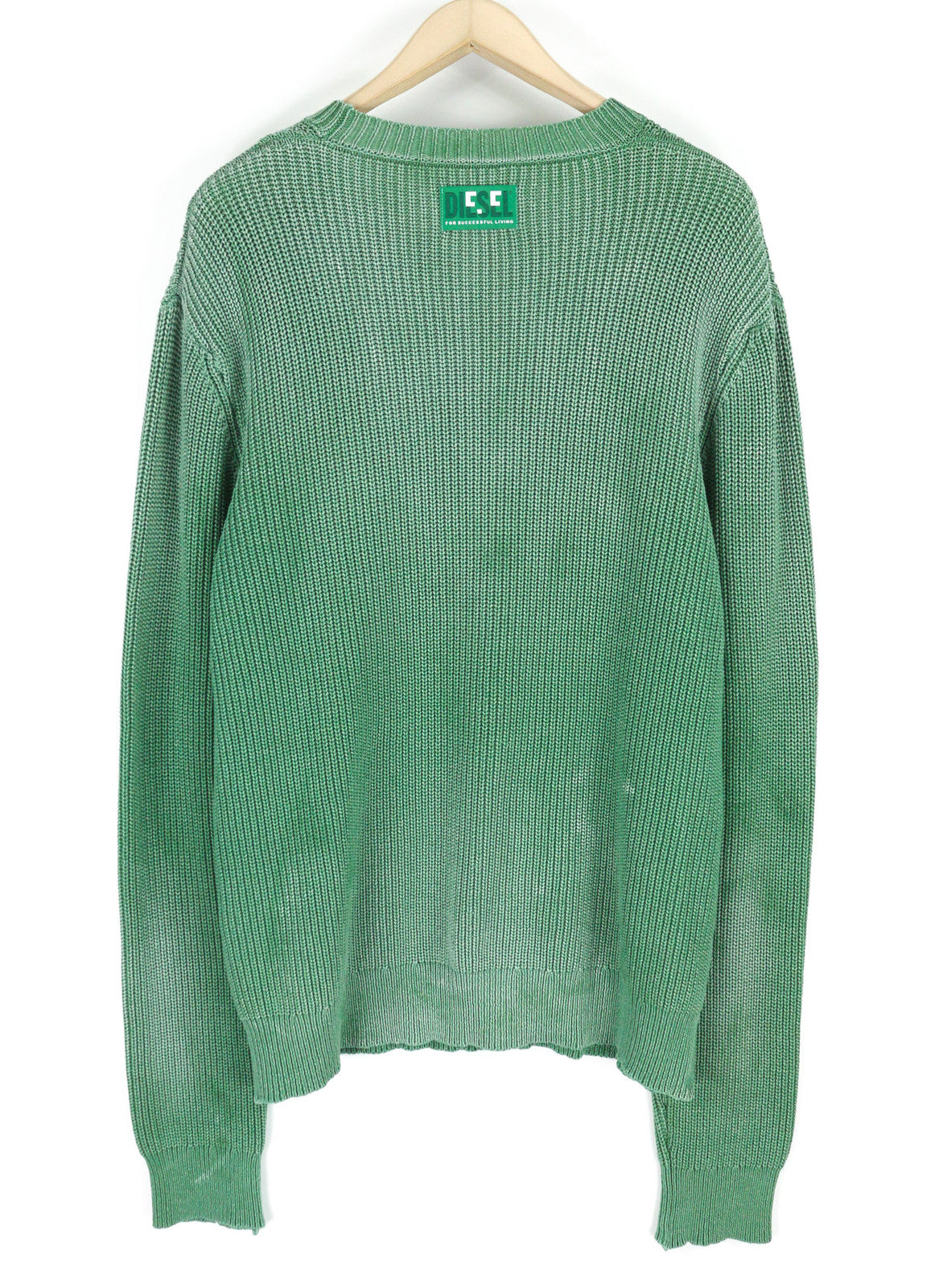 DIESEL K-Kentucky Men Jumper L Pullover Washed Effect RRP€275 Knitted Green