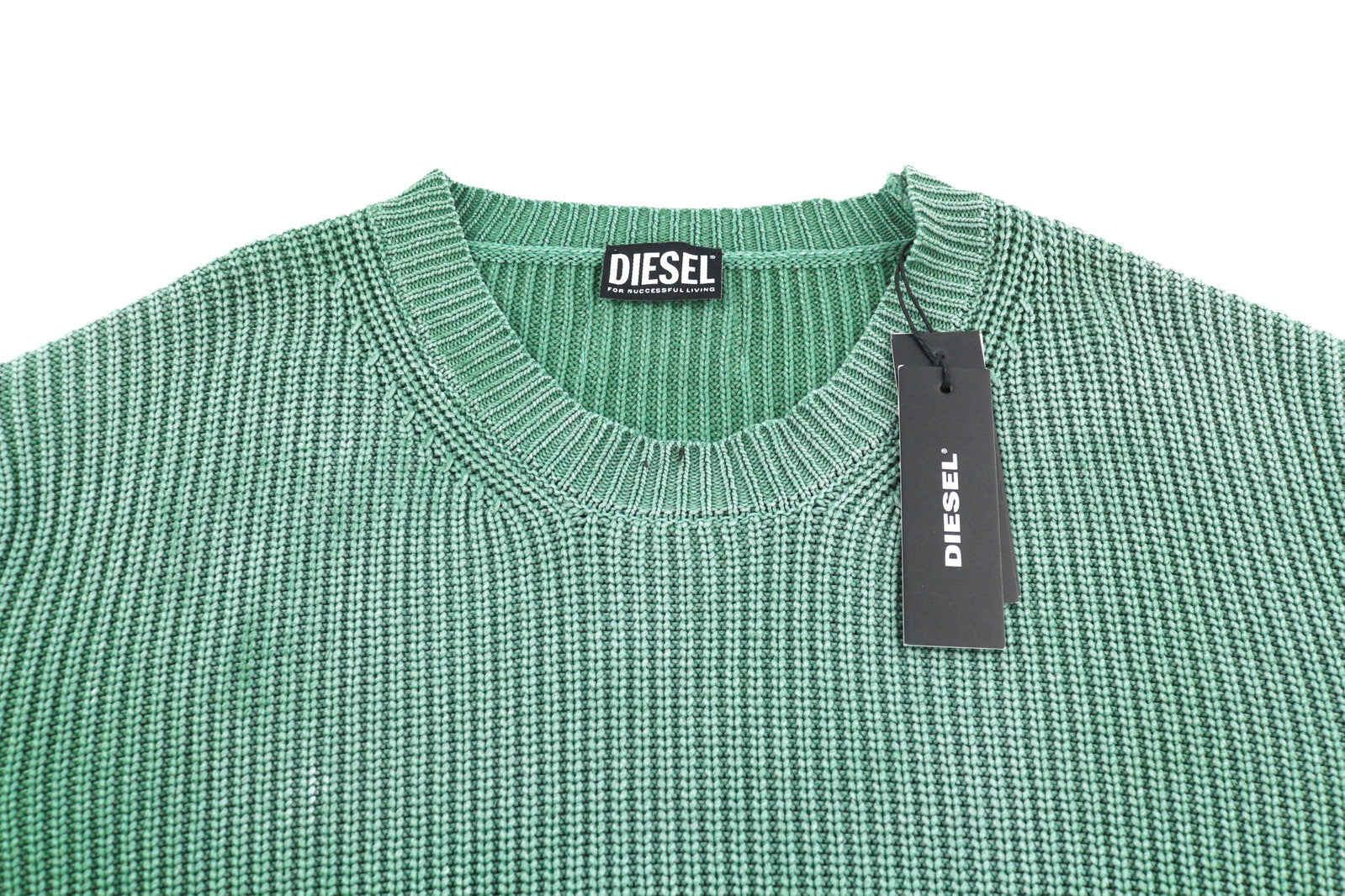 DIESEL K-Kentucky Men Jumper L Pullover Washed Effect RRP€275 Knitted Green