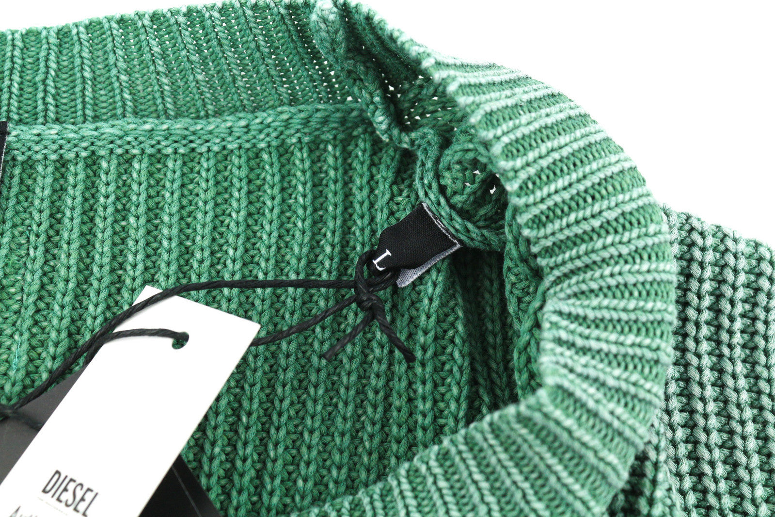 DIESEL K-Kentucky Men Jumper L Pullover Washed Effect RRP€275 Knitted Green