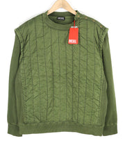 DIESEL S-Holty Men Sweatshirt L Green Pullover Padded Quilted Crew Neck RRP€225