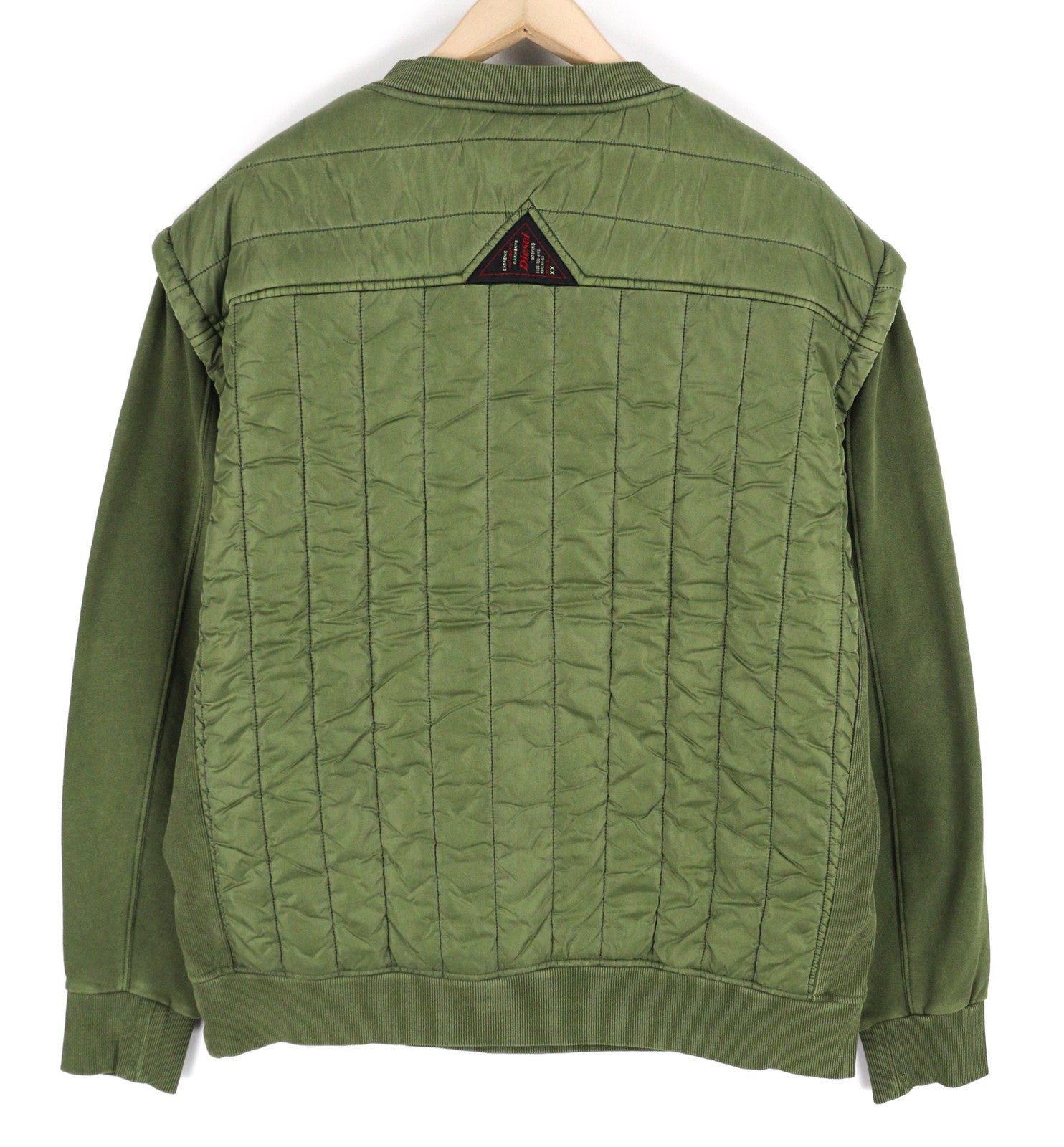 DIESEL S-Holty Men Sweatshirt L Green Pullover Padded Quilted Crew Neck RRP€225