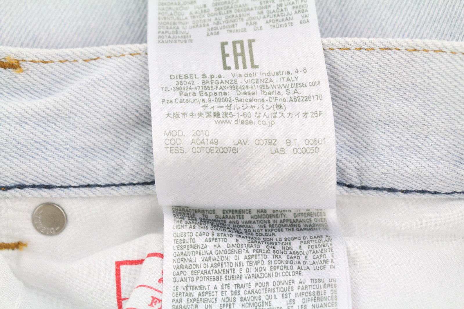 DIESEL 2010 0079Z Men Jeans W32/L30 Loose Fit Mid Waist Straight Leg RRP€250