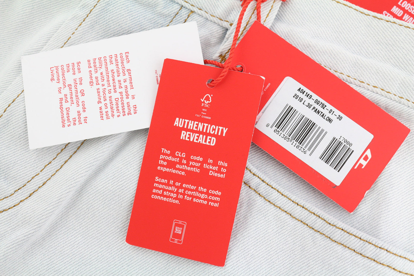 DIESEL 2010 0079Z Men Jeans W30/L30 Loose Fit Mid Waist Straight Leg RRP€250