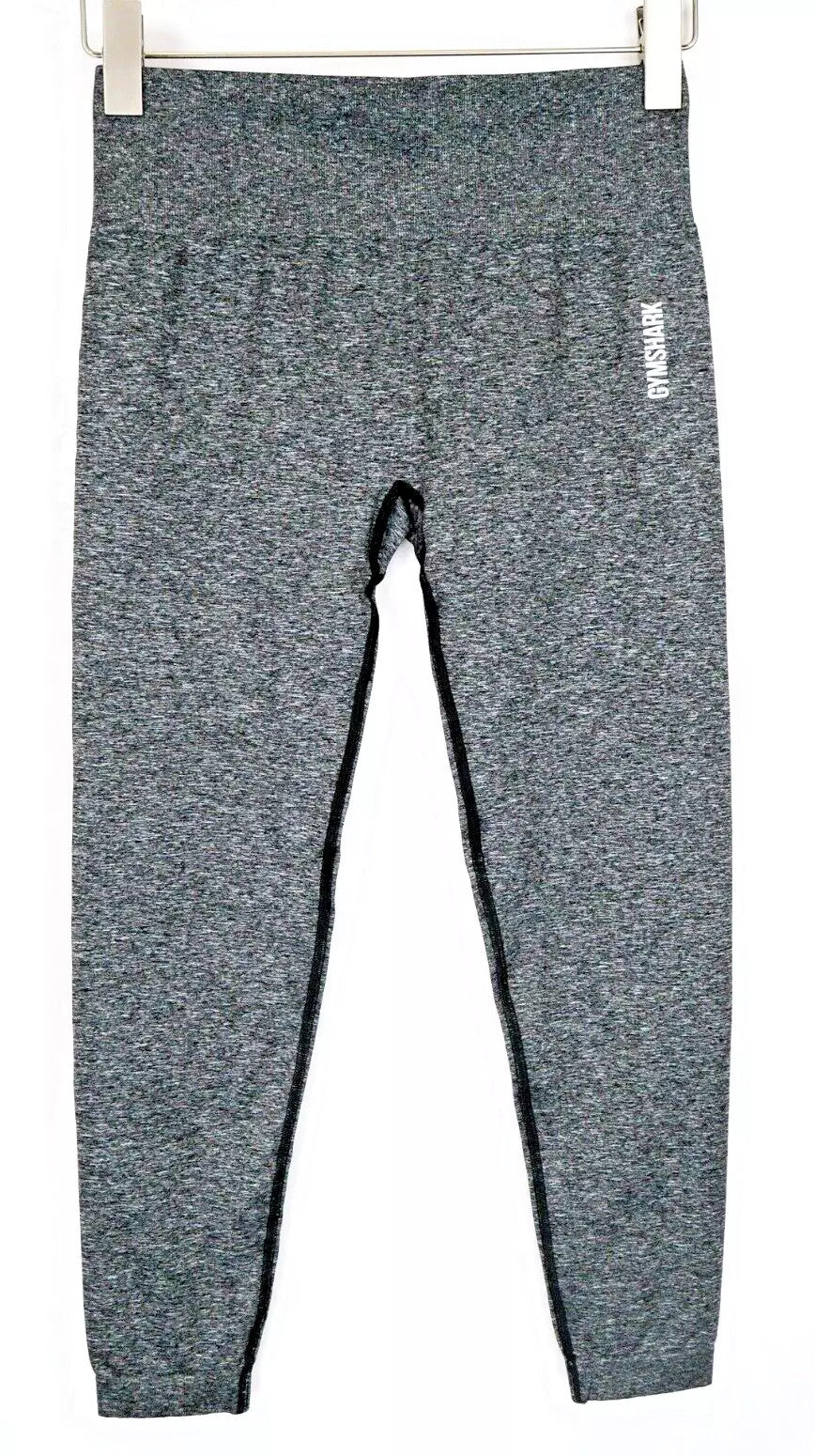 GYMSHARK  Women Leggings L Mid Grey Melange Logo Stretch Activewear Gym Sports