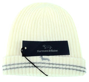 HARMONT & BLAINE Men Hat OS White Pure Wool Logo Knitted Unisex Winter Beanie