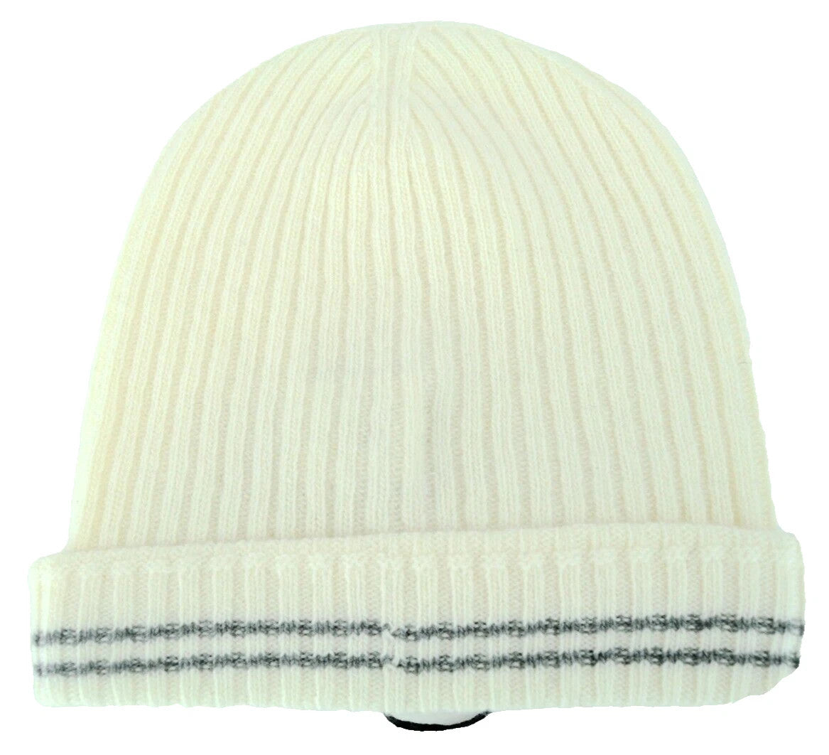 HARMONT & BLAINE Men Hat OS White Pure Wool Logo Knitted Unisex Winter Beanie