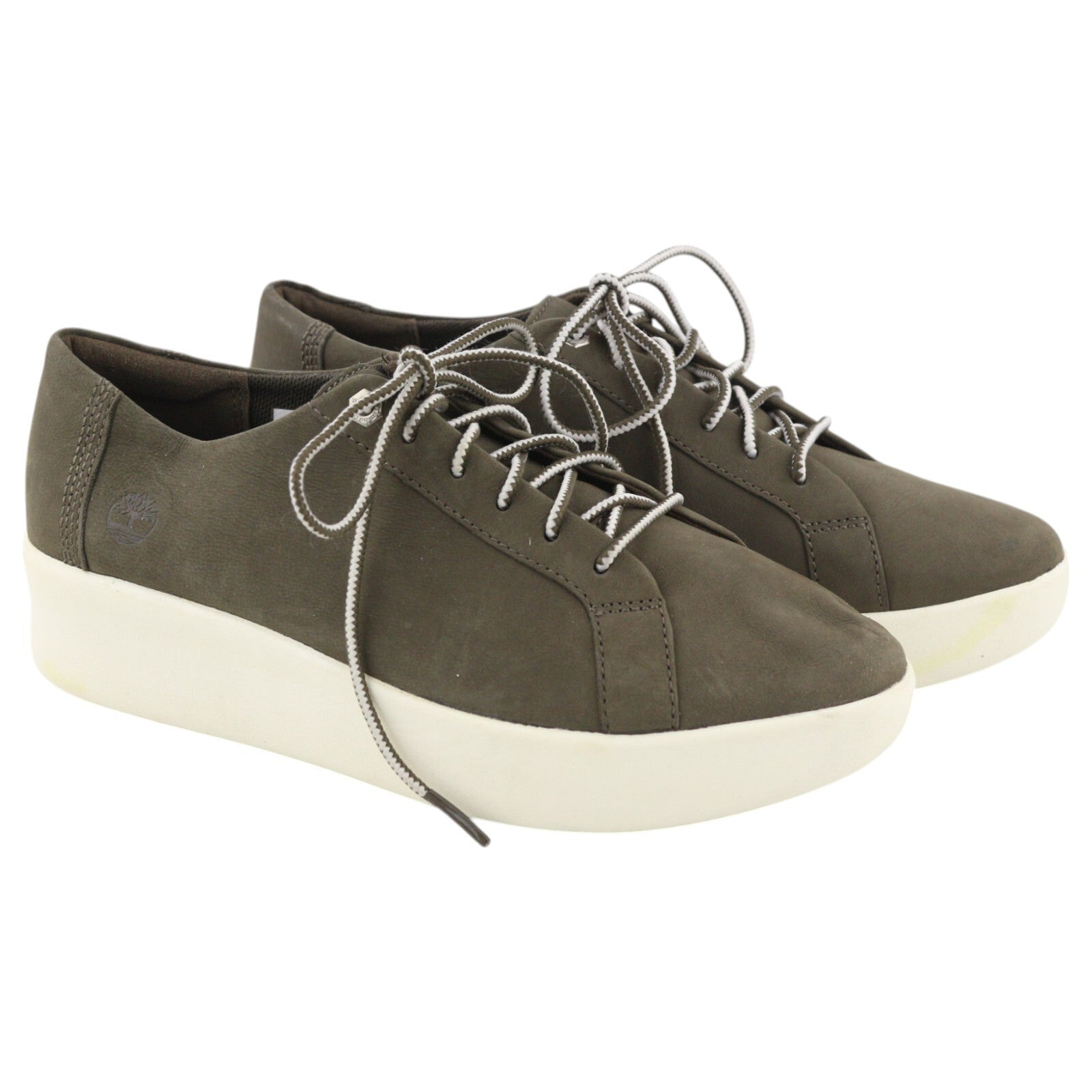 TIMBERLAND A1SSV Women Sneakers EU37 EU37.5 Dark Leather Logo Almond Toe Low Top