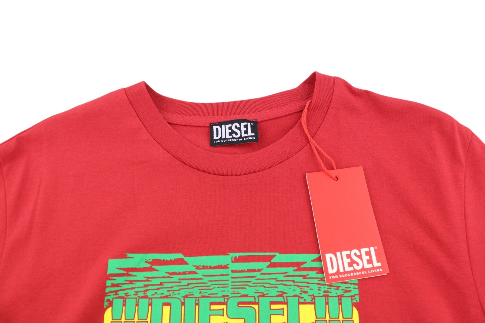 DIESEL T-Diegor-K50 Men T-Shirt L Red Short Sleeved Crew Collar Cotton Tricot