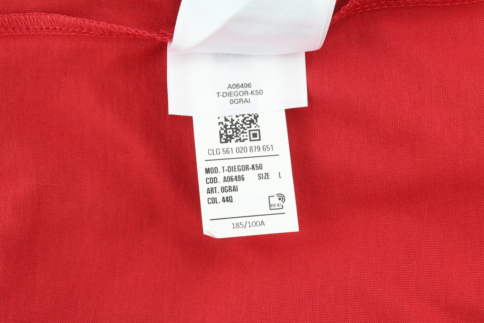 DIESEL T-Diegor-K50 Men T-Shirt L Red Short Sleeved Crew Collar Cotton Tricot