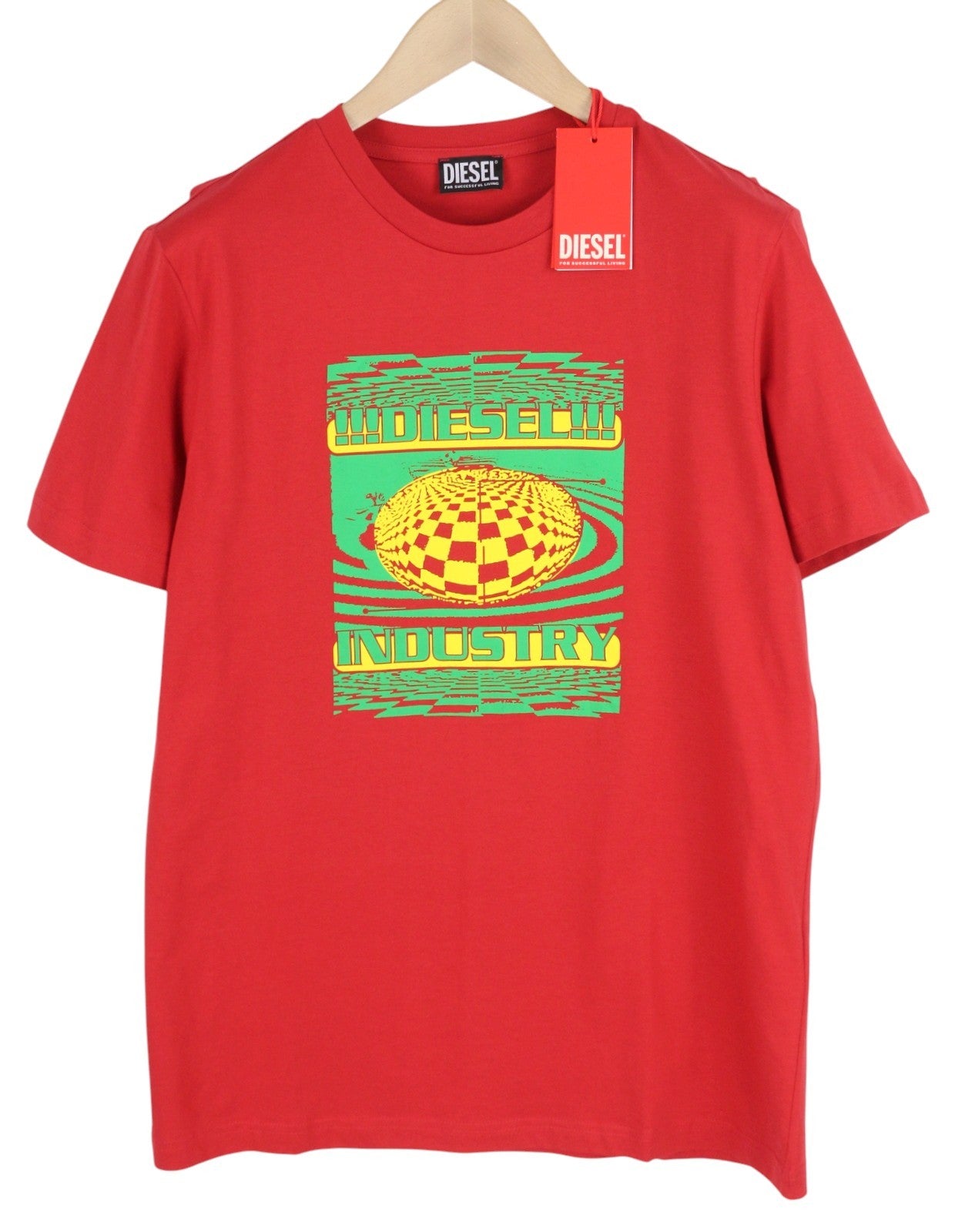 DIESEL T-Diegor-K50 Men T-Shirt M Red Short Sleeved Crew Collar Cotton Tricot