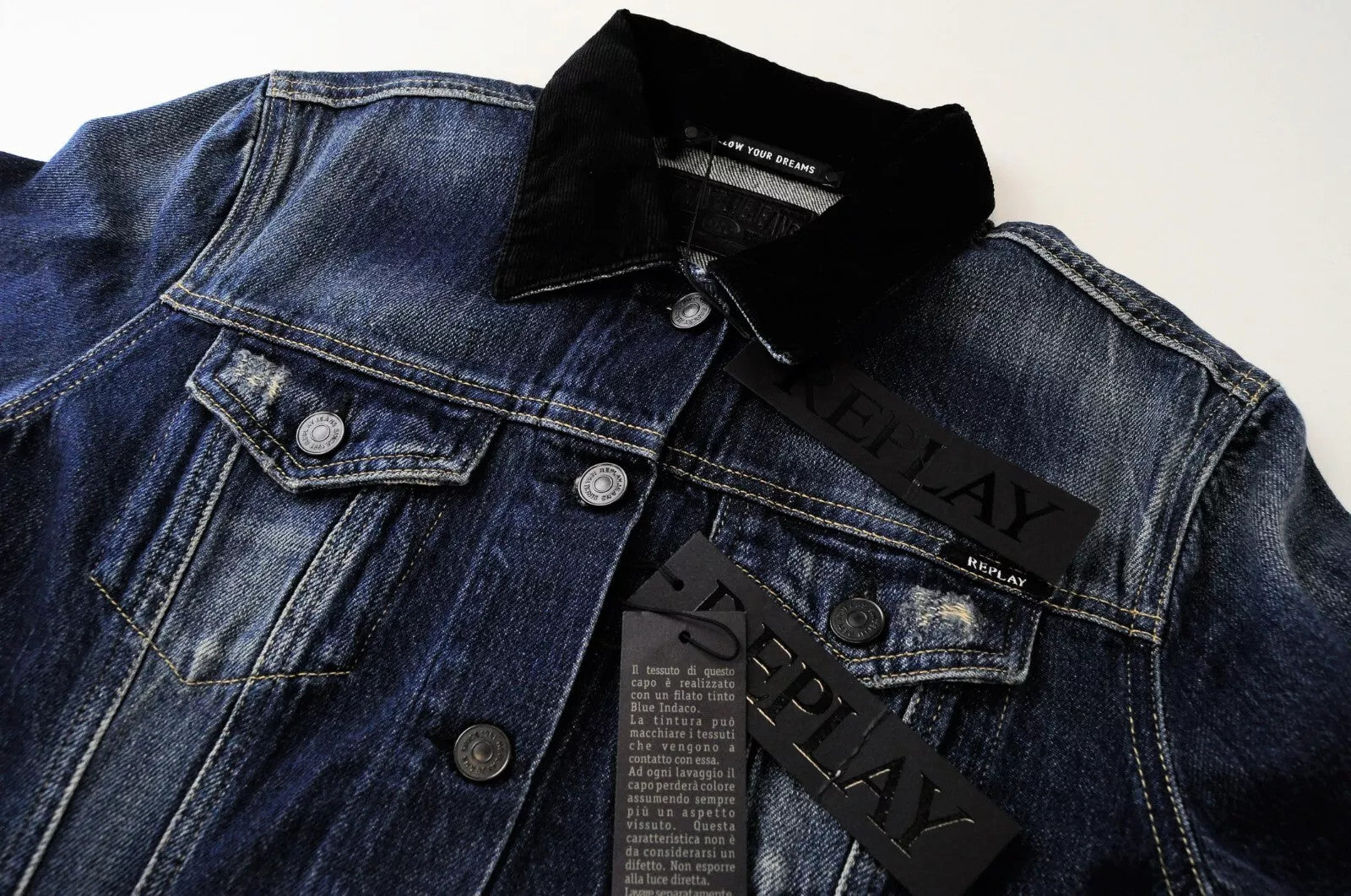 REPLAY Women Jacket XS Blue Denim Washed Long Sleeved Pure Cotton Lightweight