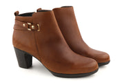 BLUEGENEX Napa Cuero Women Boots EU41 Brown Leather Almond Toe Zip Ankle Heel